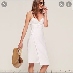 Reformation wrap linen white dress XS